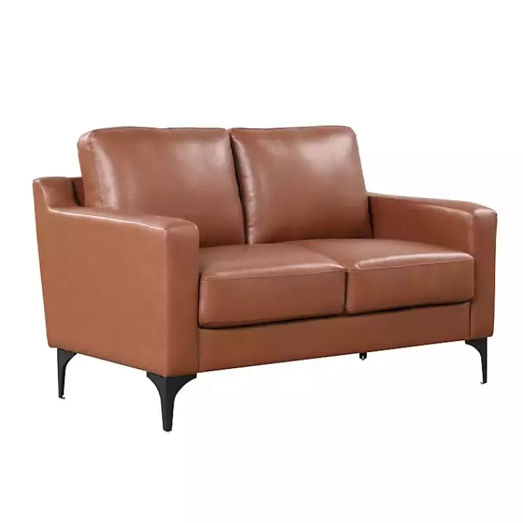 brown_faux_leather_fletcher_loveseat_2.webp Faux Leather Fletcher Loveseat>Kirklands Home Outlet