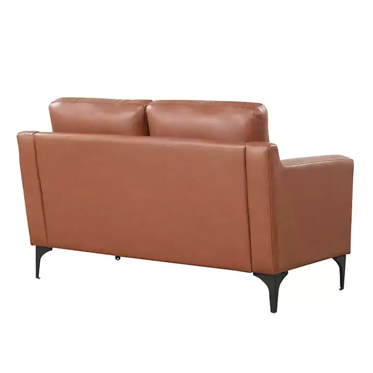 brown_faux_leather_fletcher_loveseat_3.webp Faux Leather Fletcher Loveseat>Kirklands Home Outlet