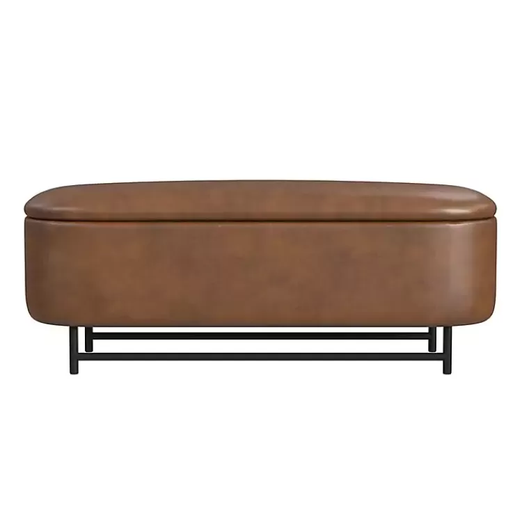 Faux Leather Metal Storage Bench>Kirklands Home Sale