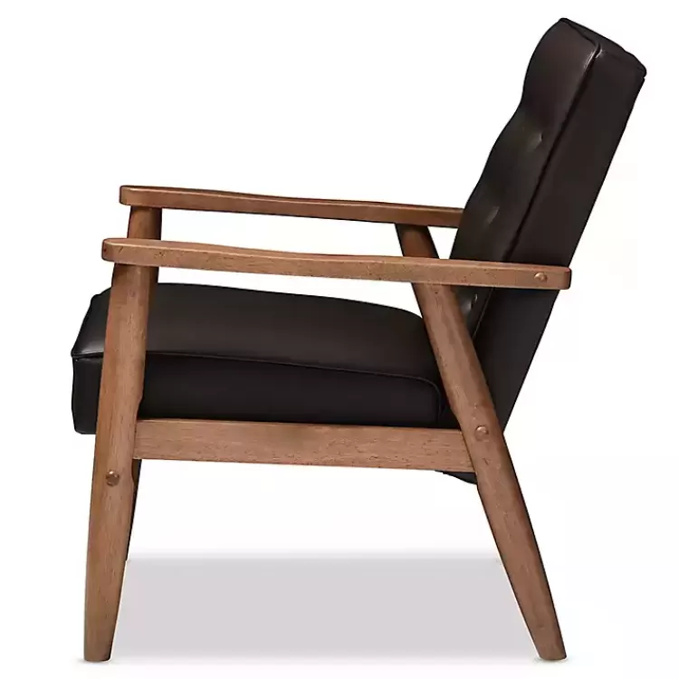 brown_faux_leather_midcentury_modern_accent_chair_2.webp Faux Leather Mid-Century Modern Accent Chair>Kirklands Home Cheap