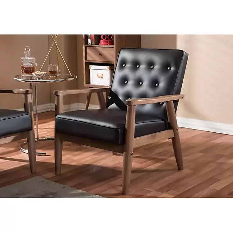 brown_faux_leather_midcentury_modern_accent_chair_4.webp Faux Leather Mid-Century Modern Accent Chair>Kirklands Home Cheap