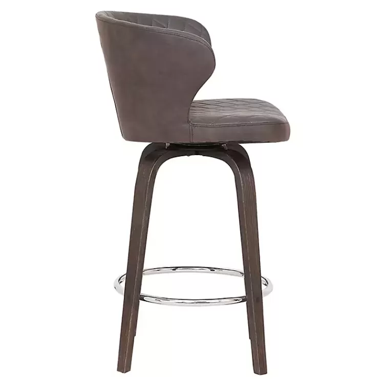 brown_faux_leather_mynette_swivel_stool__in_2.webp Faux Leather Mynette Swivel Stool, 40 in.>Kirklands Home Cheap
