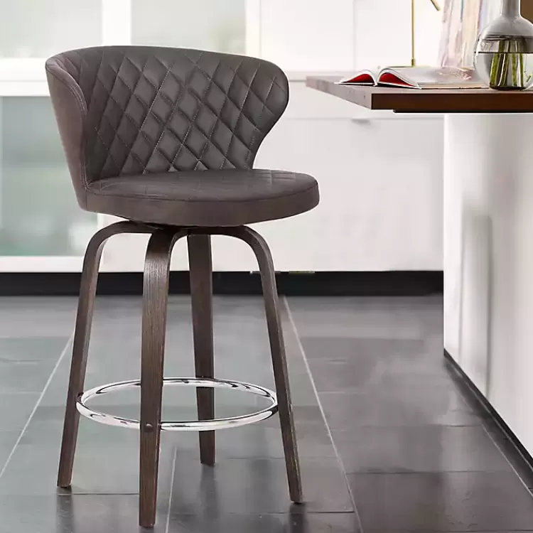 brown_faux_leather_mynette_swivel_stool__in_5.webp Faux Leather Mynette Swivel Stool, 40 in.>Kirklands Home Cheap