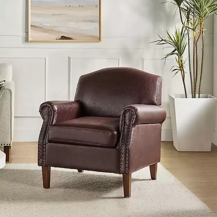 Faux Leather Nailhead Taylor Armchair>Kirklands Home New