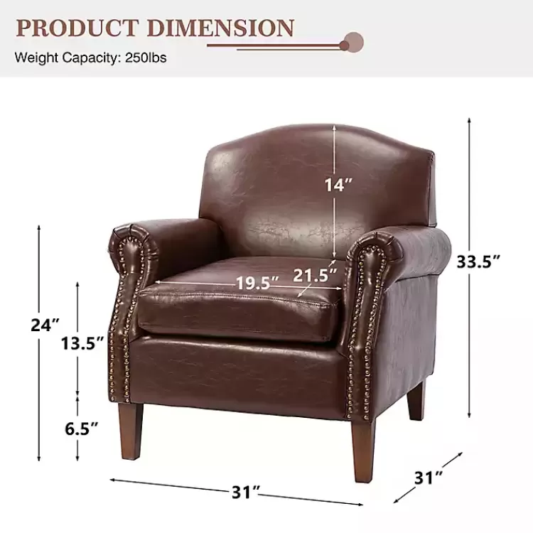 brown_faux_leather_nailhead_taylor_armchair_4.webp Faux Leather Nailhead Taylor Armchair>Kirklands Home New