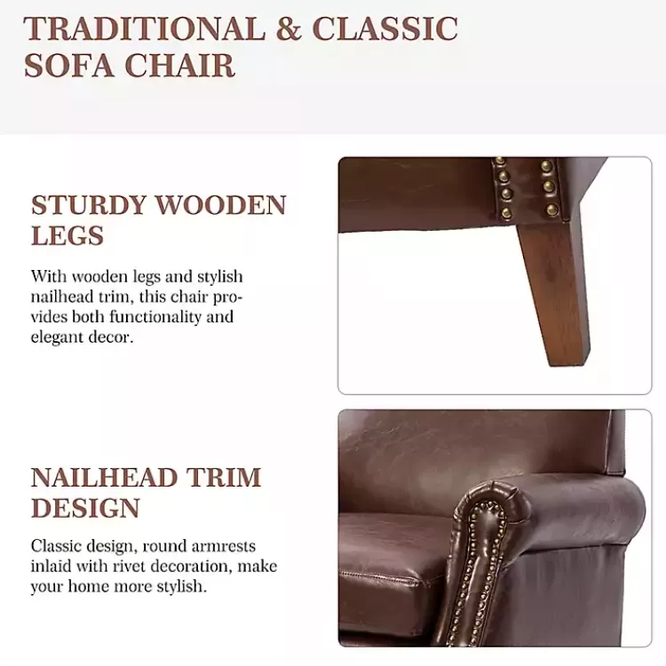 brown_faux_leather_nailhead_taylor_armchair_5.webp Faux Leather Nailhead Taylor Armchair>Kirklands Home New