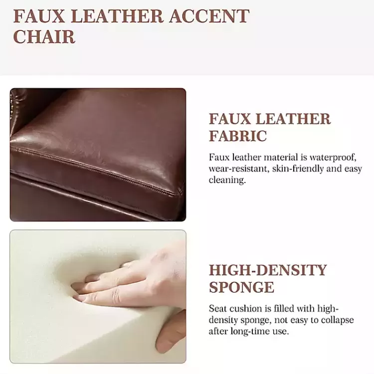 brown_faux_leather_nailhead_taylor_armchair_6.webp Faux Leather Nailhead Taylor Armchair>Kirklands Home New