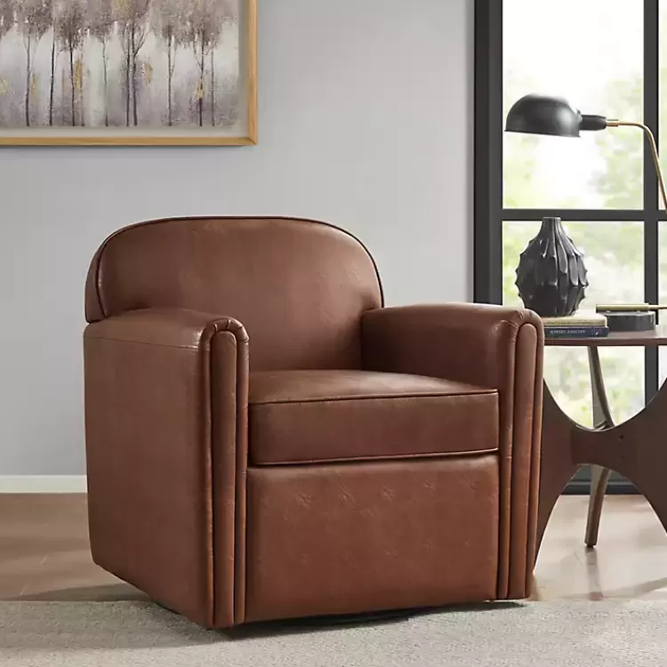 Faux Leather Swivel Club Chair>Kirklands Home Best