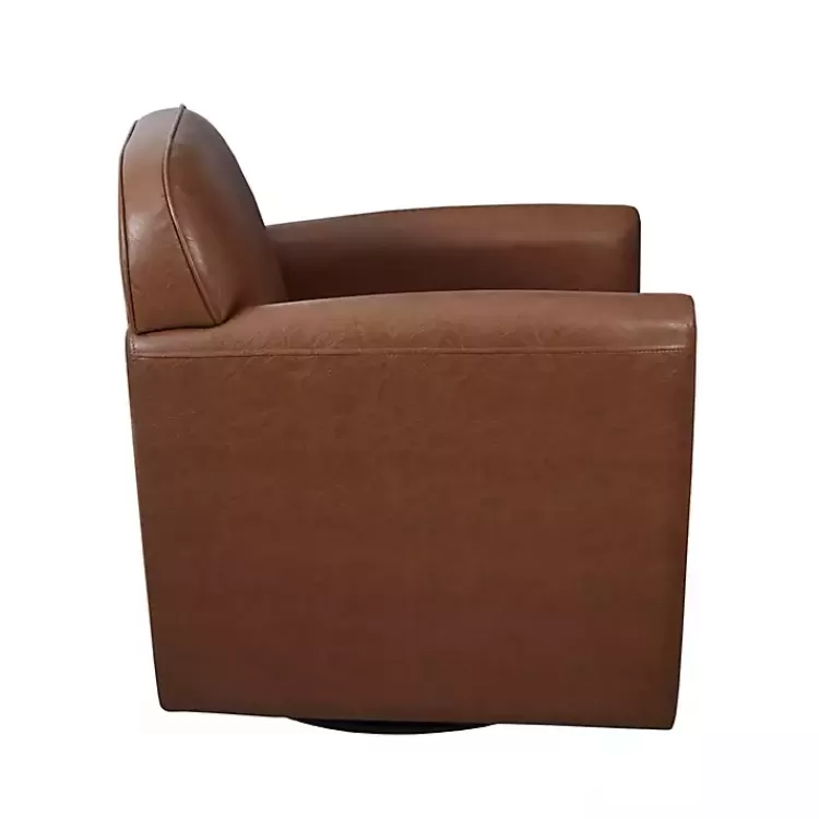 brown_faux_leather_swivel_club_chair_5.webp Faux Leather Swivel Club Chair>Kirklands Home Best