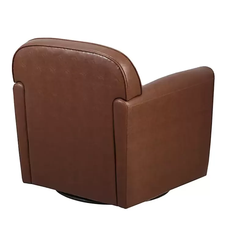 brown_faux_leather_swivel_club_chair_6.webp Faux Leather Swivel Club Chair>Kirklands Home Best