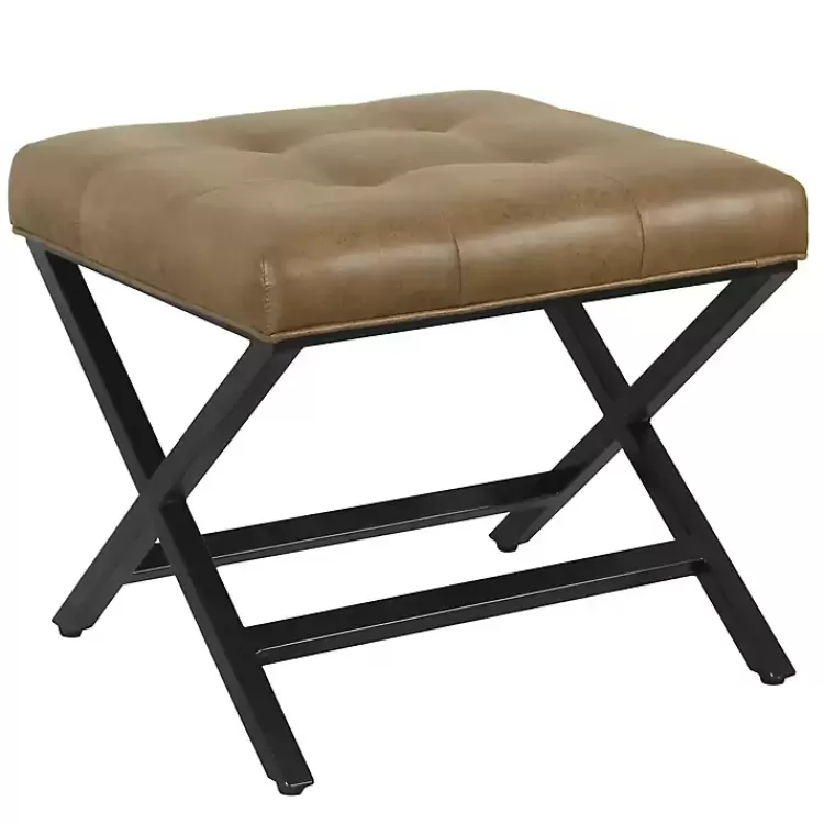 Faux Leather Tufted X-Frame Bench>Kirklands Home Online