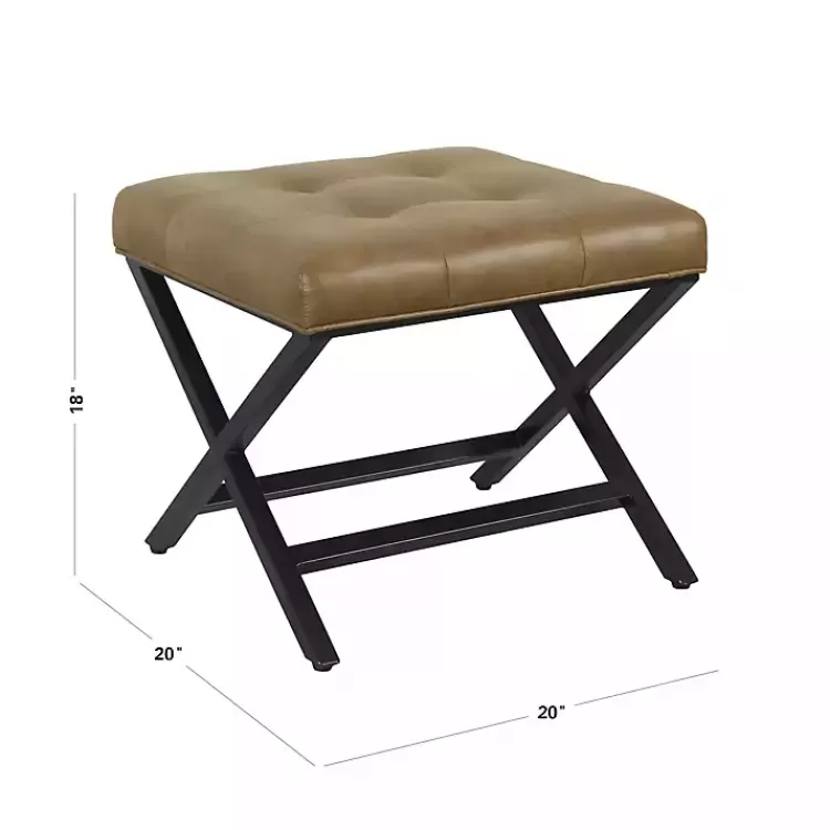 brown_faux_leather_tufted_xframe_bench_6.webp Faux Leather Tufted X-Frame Bench>Kirklands Home Online