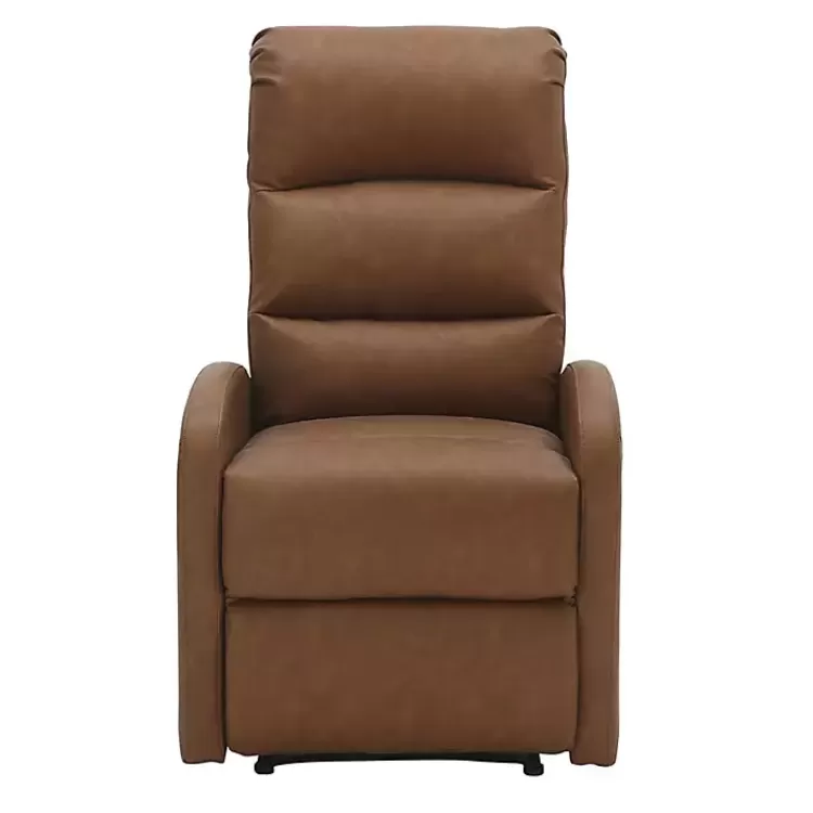 brown_faux_leather_upholstered_slim_recliner_5.webp Faux Leather Upholstered Slim Recliner>Kirklands Home Store
