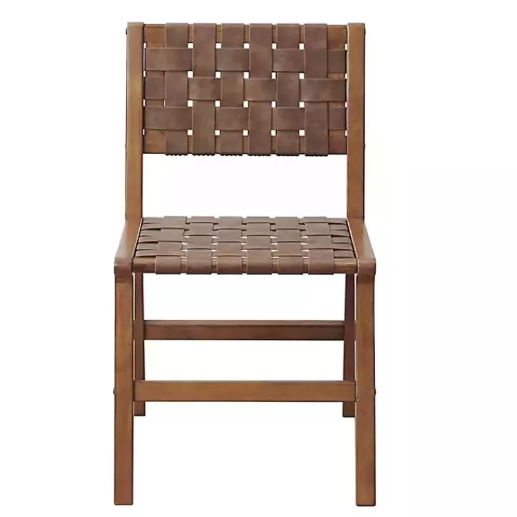 brown_faux_leather_woven_dining_chairs_set_of__2.webp Faux Leather Woven Dining Chairs, Set of 2>Kirklands Home Sale