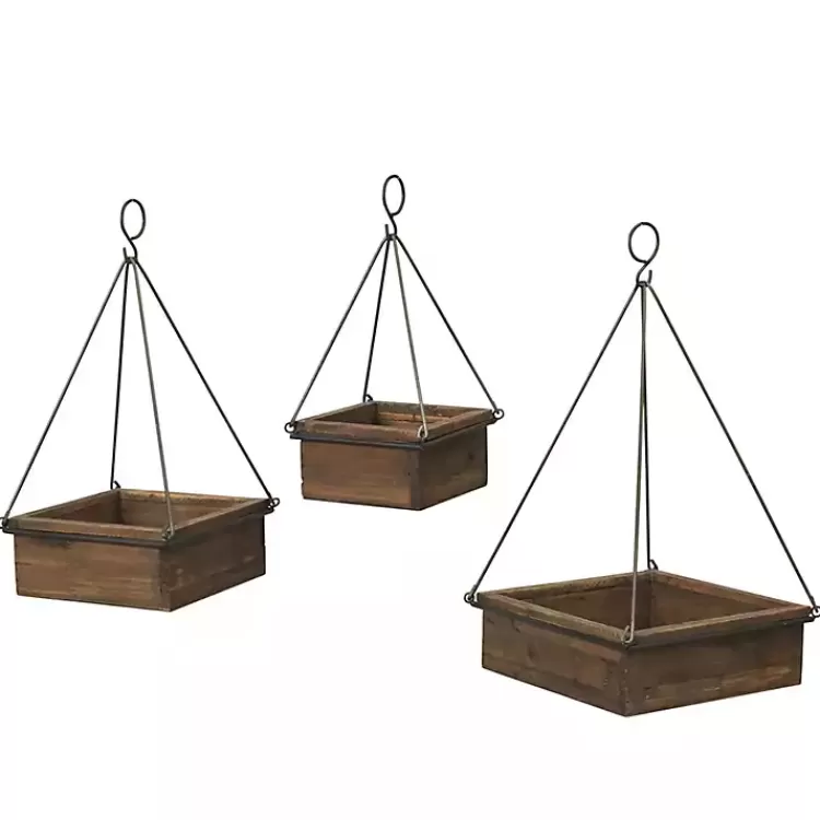Fir Wood Hanging Planter Boxes, Set of 3>Kirklands Home Cheap