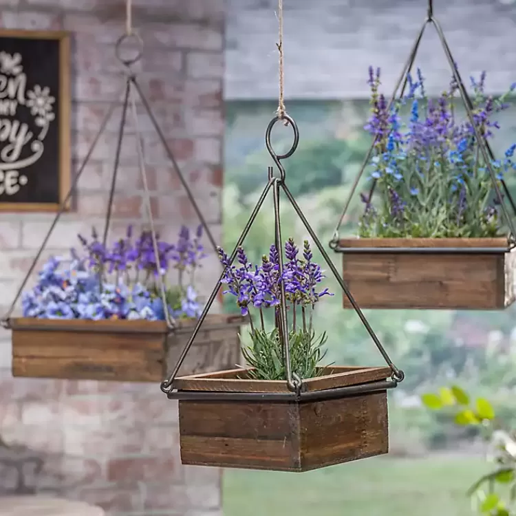 Fir Wood Hanging Planter Boxes, Set of 3>Kirklands Home Cheap