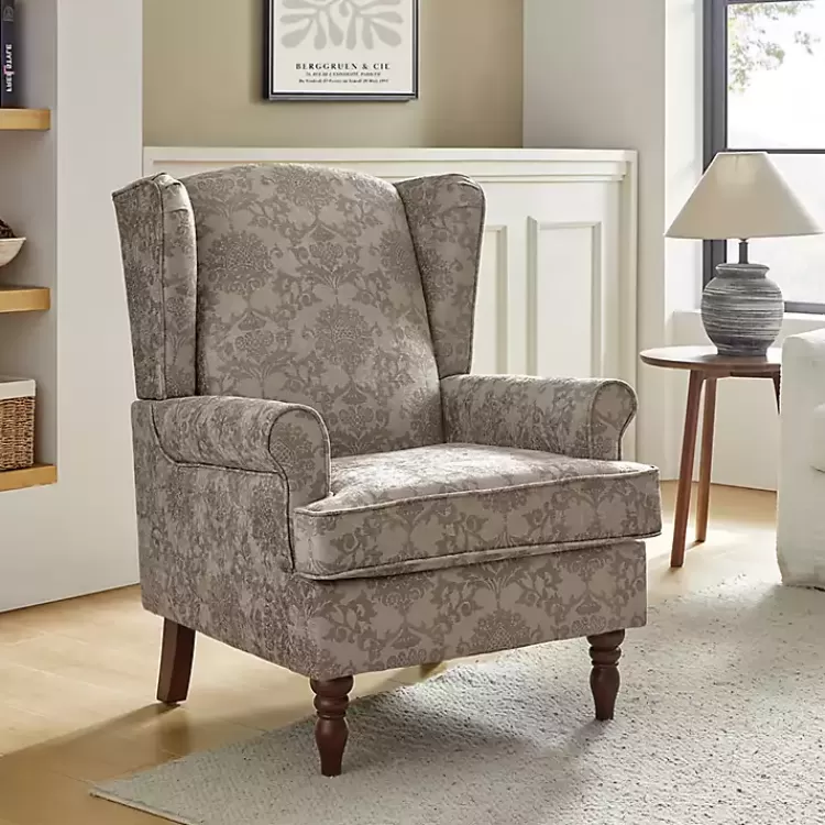brown_floral_brocade_wingback_ella_armchair_2.webp Floral Brocade Wingback Ella Armchair>Kirklands Home Hot