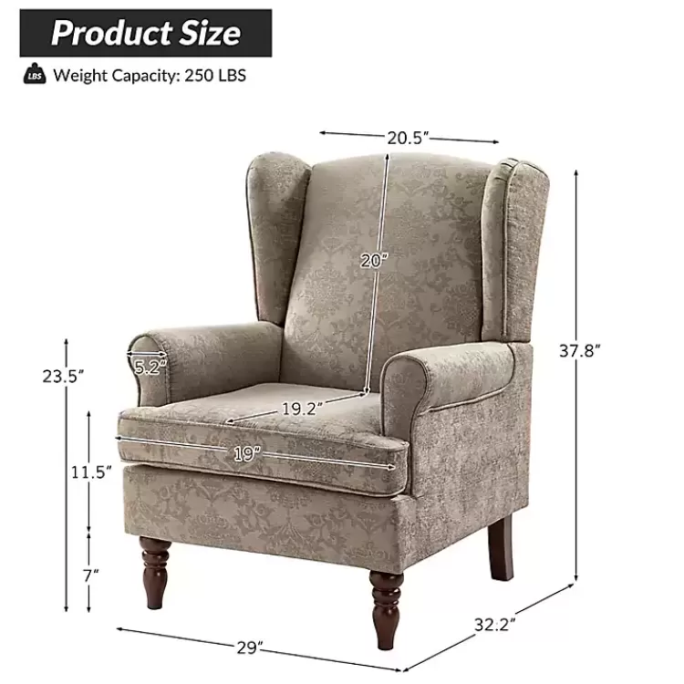 brown_floral_brocade_wingback_ella_armchair_3.webp Floral Brocade Wingback Ella Armchair>Kirklands Home Hot
