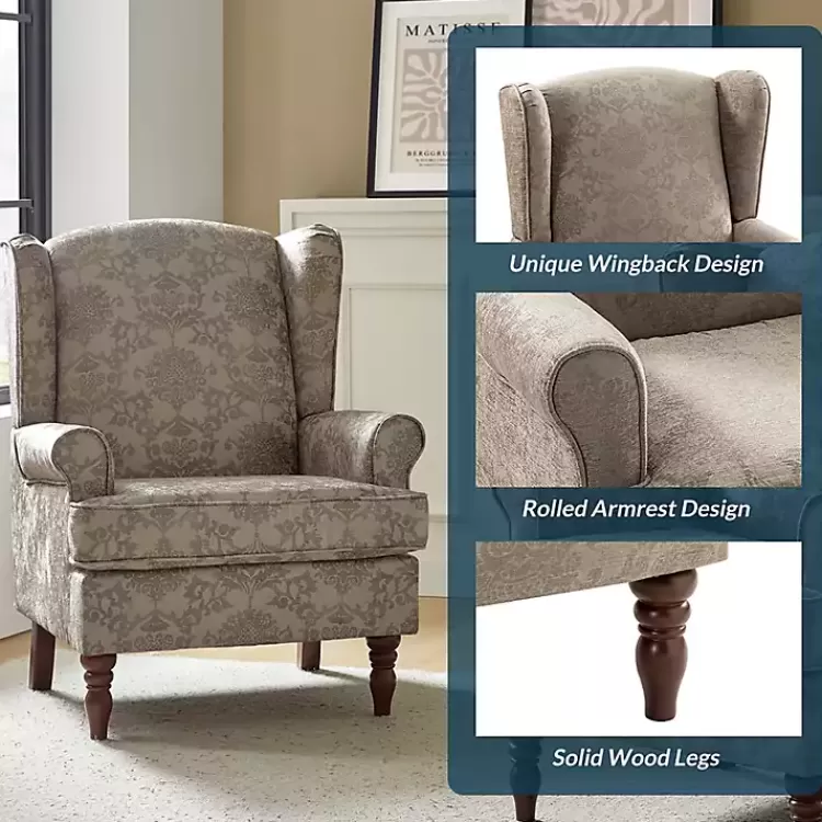 brown_floral_brocade_wingback_ella_armchair_6.webp Floral Brocade Wingback Ella Armchair>Kirklands Home Hot