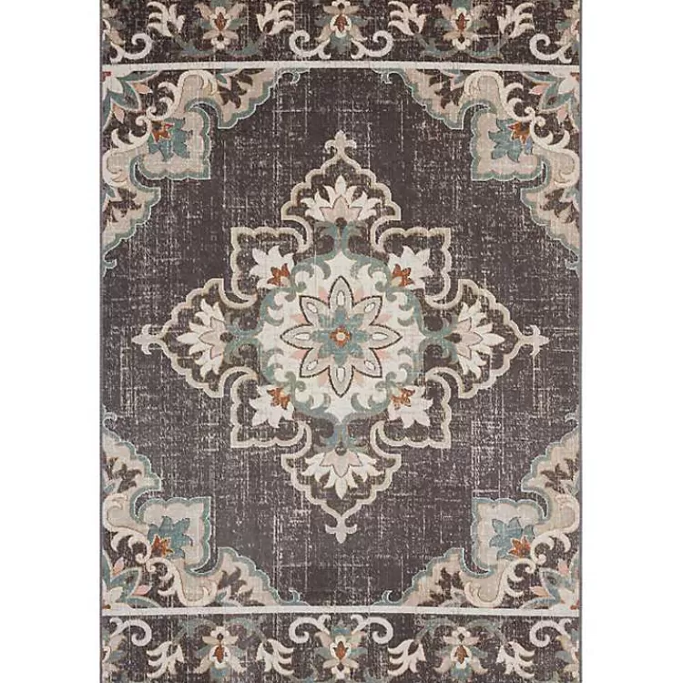 Brown Floral Medallion Outdoor Area Rug, 5x7>Kirklands Home Flash Sale