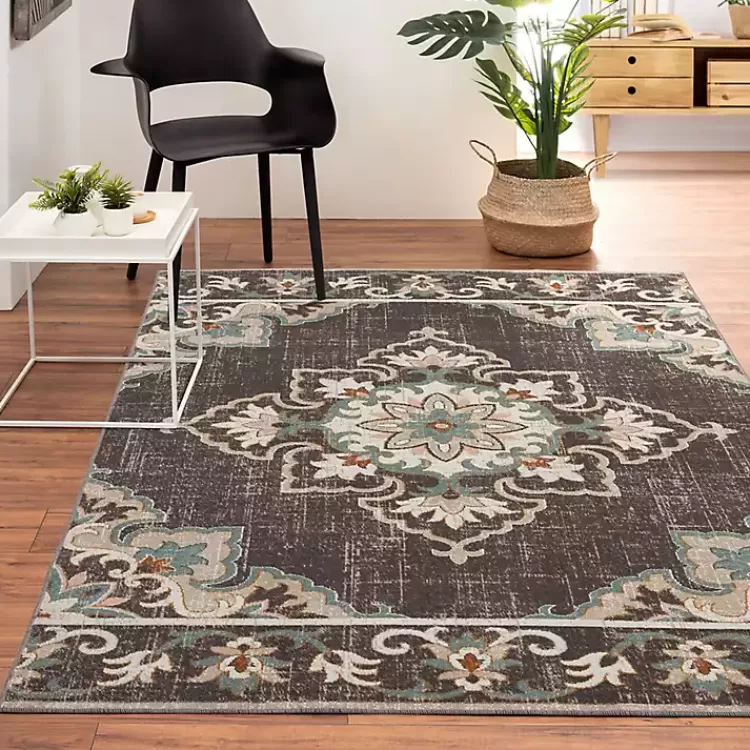 brown_floral_medallion_outdoor_area_rug_x_6.webp Brown Floral Medallion Outdoor Area Rug, 5x7>Kirklands Home Flash Sale