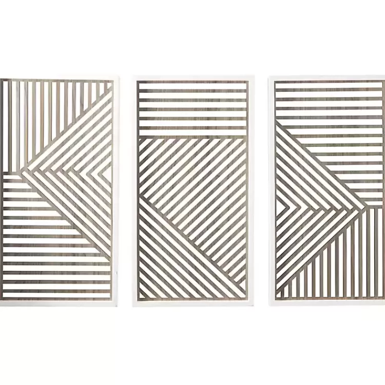 Brown Geometric Wood Panel Wall Plaques, Set of 3>Kirklands Home Cheap