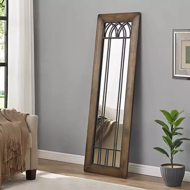 Brown Larissa Arched Window Leaning Mirror>Kirklands Home Clearance