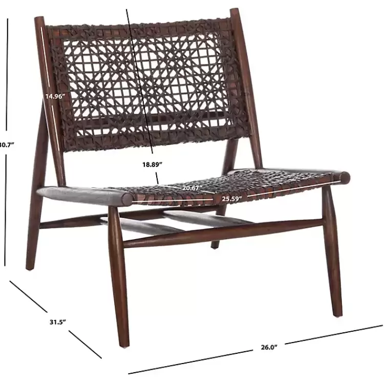 brown_leather_woven_accent_chair_2.webp Leather Woven Accent Chair>Kirklands Home Outlet