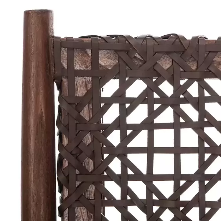 brown_leather_woven_accent_chair_3.webp Leather Woven Accent Chair>Kirklands Home Outlet