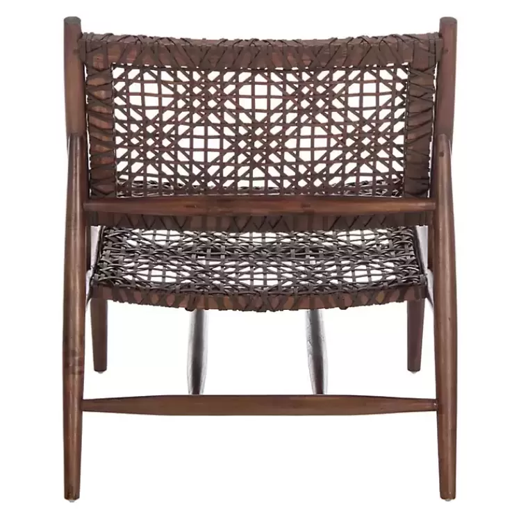 brown_leather_woven_accent_chair_5.webp Leather Woven Accent Chair>Kirklands Home Outlet