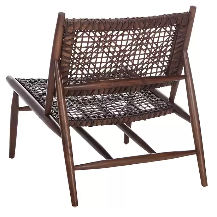 brown_leather_woven_accent_chair_6.webp Leather Woven Accent Chair>Kirklands Home Outlet