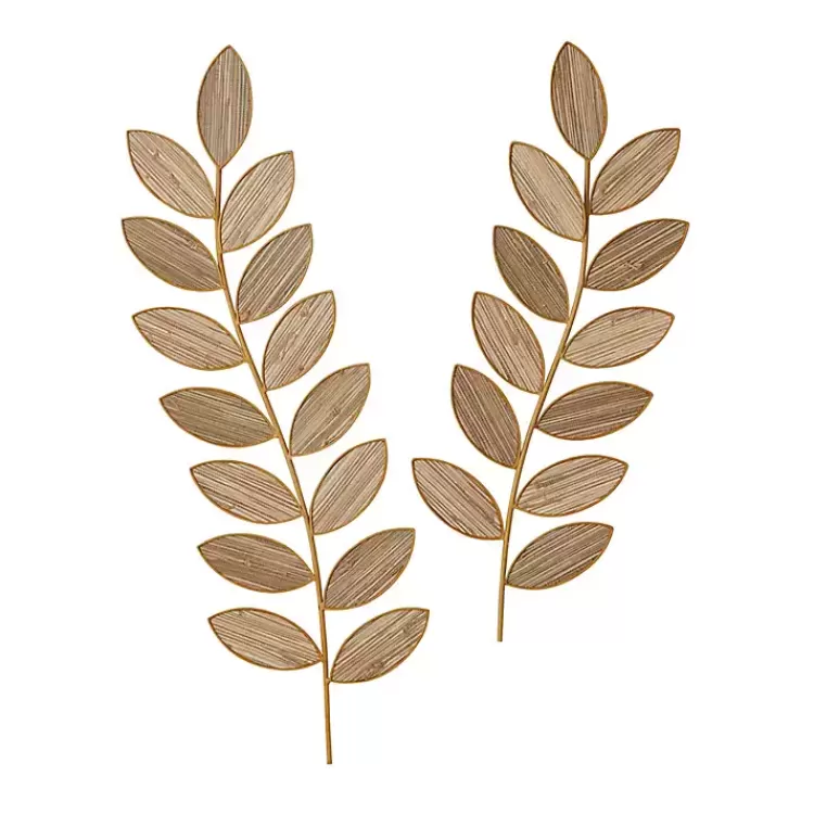 Metal and Reed Leaf Wall Plaques, Set of 2>Kirklands Home Discount