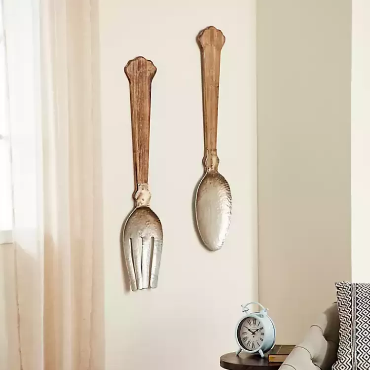 Metal Utensils Wall Plaques, Set of 2>Kirklands Home Flash Sale
