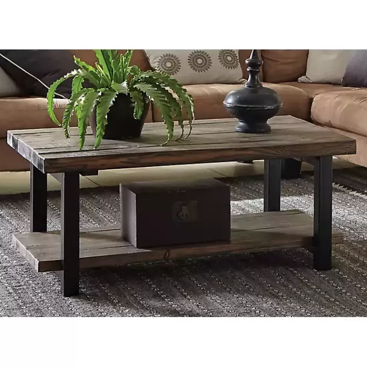 Pine Wood and Metal Coffee Table>Kirklands Home Shop
