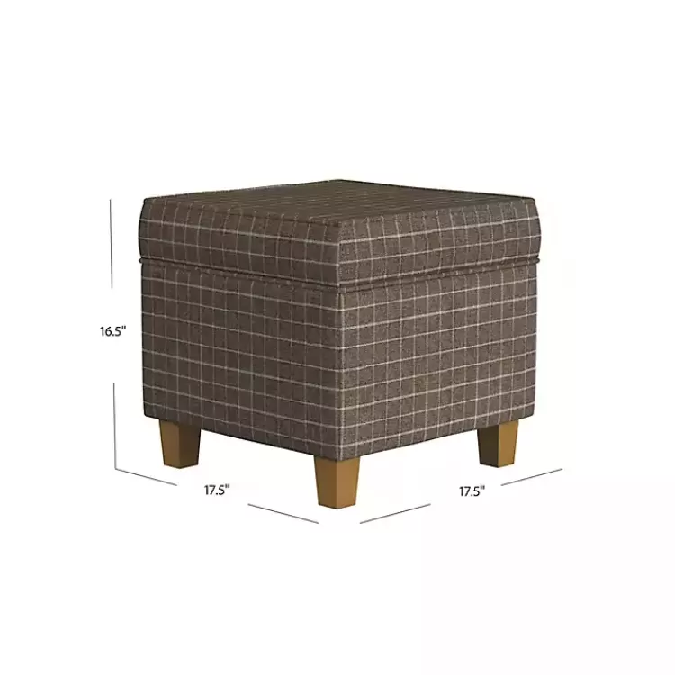 Plaid Upholstered Square Storage Ottoman>Kirklands Home Online
