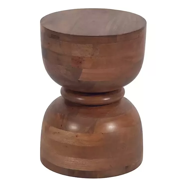 Polished Wood Hourglass Accent Table>Kirklands Home Fashion
