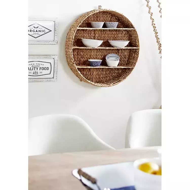 Brown Sea Grass Woven Round Wall Shelf>Kirklands Home Cheap