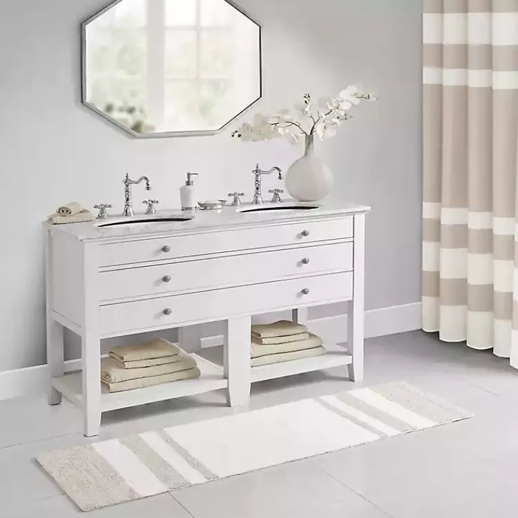 Brown Stripe Reversible Bath Runner>Kirklands Home Fashion