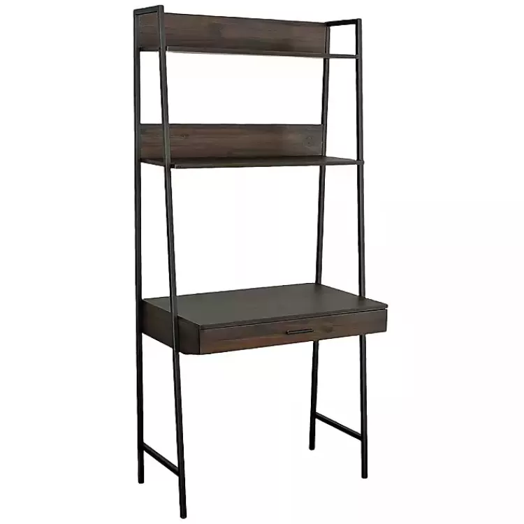 Wood & Black Metal 2-Shelf Desk>Kirklands Home Online