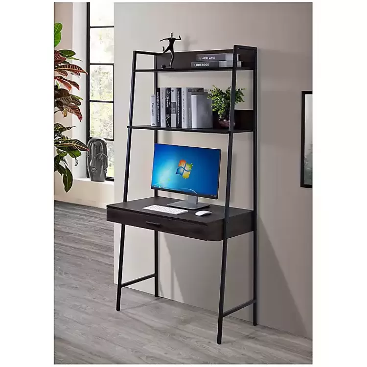 Wood & Black Metal 2-Shelf Desk>Kirklands Home Online