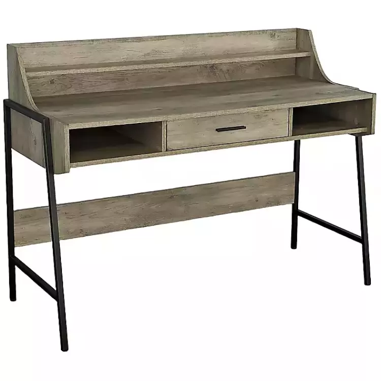 Wood & Black Metal Tall Back Desk>Kirklands Home Flash Sale