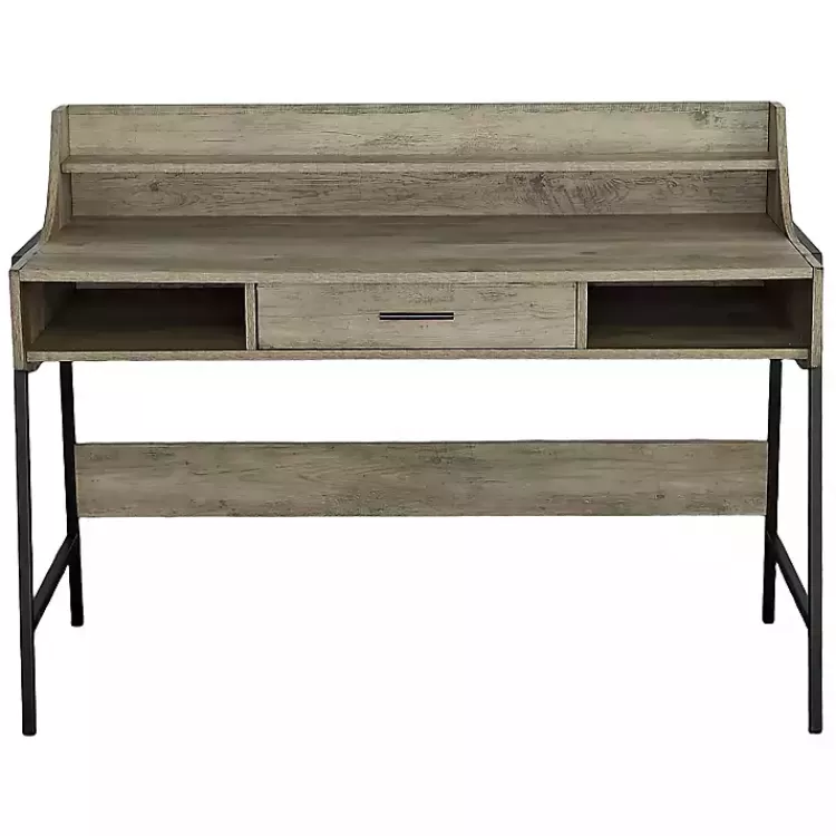 Wood & Black Metal Tall Back Desk>Kirklands Home Flash Sale