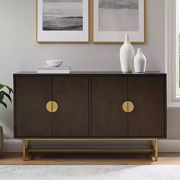 brown_wood__gold_metal_sideboard_5.webp Wood & Gold Metal Sideboard>Kirklands Home Clearance