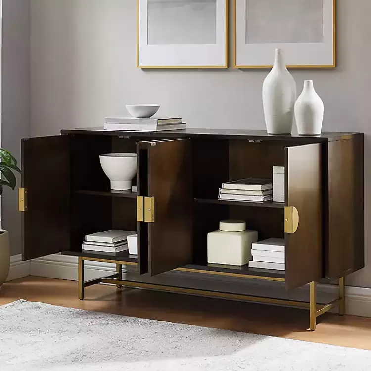 brown_wood__gold_metal_sideboard_6.webp Wood & Gold Metal Sideboard>Kirklands Home Clearance