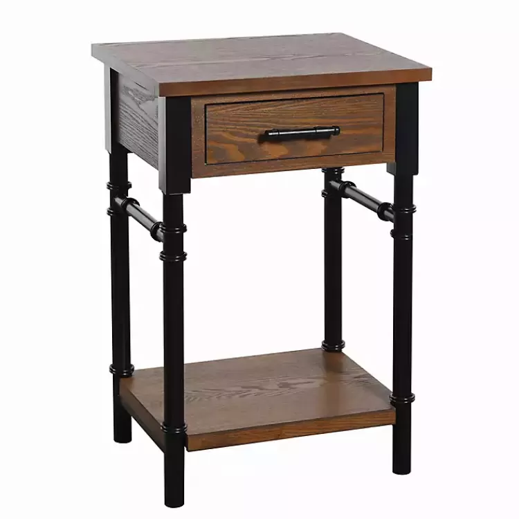 Brown Wood and Black Metal Ruth Accent Table>Kirklands Home Clearance