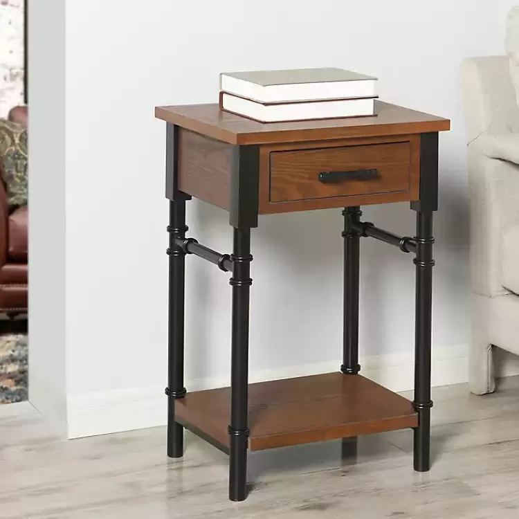 Brown Wood and Black Metal Ruth Accent Table>Kirklands Home Clearance