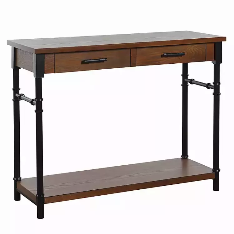 Brown Wood and Black Metal Ruth Console Table>Kirklands Home Shop