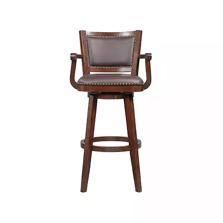 Wood and Faux Leather Swivel Bar Stool>Kirklands Home New
