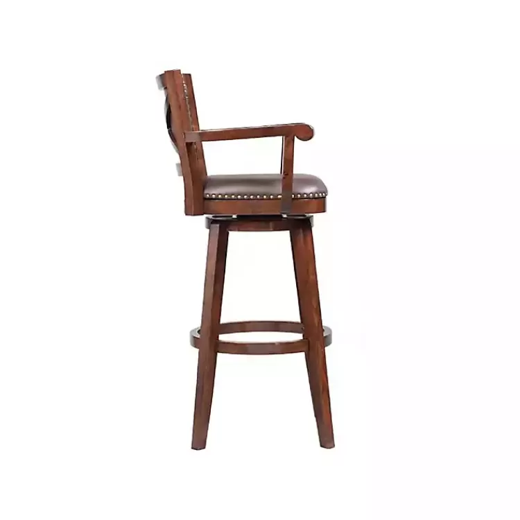 brown_wood_and_faux_leather_swivel_bar_stool_2.webp Wood and Faux Leather Swivel Bar Stool>Kirklands Home New