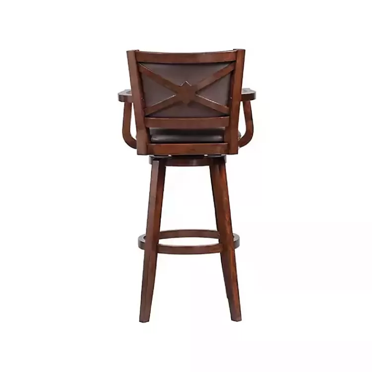 brown_wood_and_faux_leather_swivel_bar_stool_3.webp Wood and Faux Leather Swivel Bar Stool>Kirklands Home New